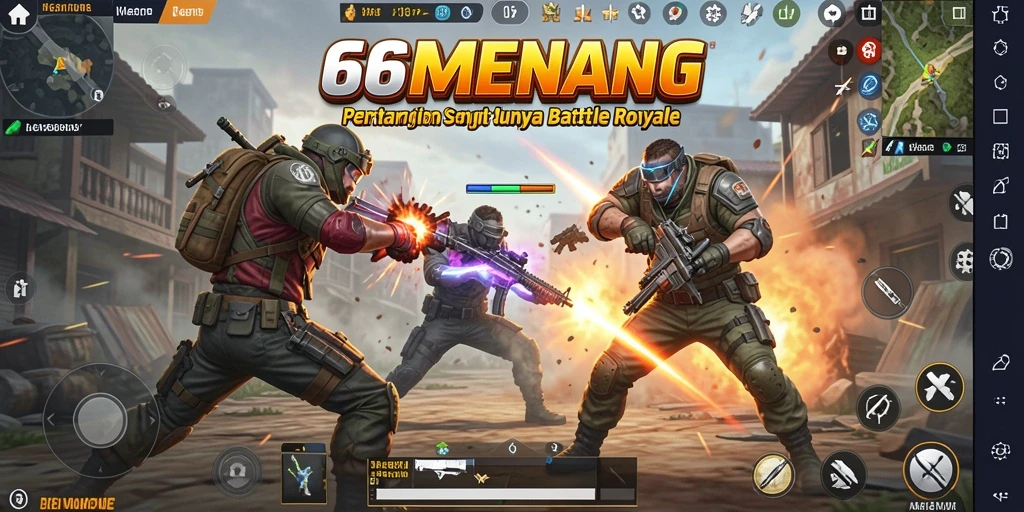 Tampilan mendebarkan dalam 66MENANG saat bertarung di arena Battle Royale.