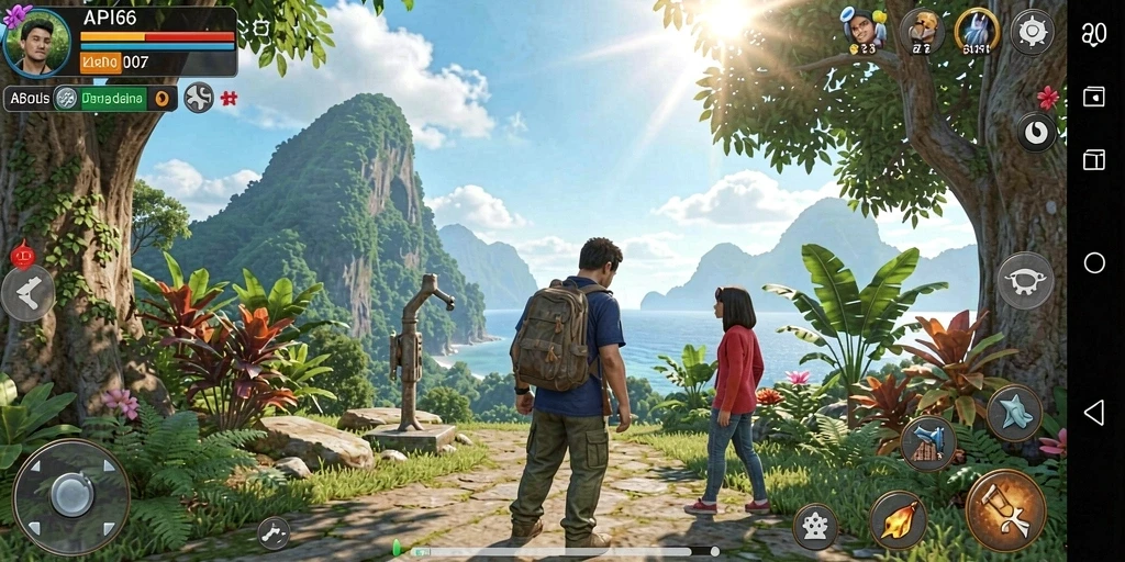 Screenshot gameplay API66 menampilkan interaksi karakter yang menarik.
