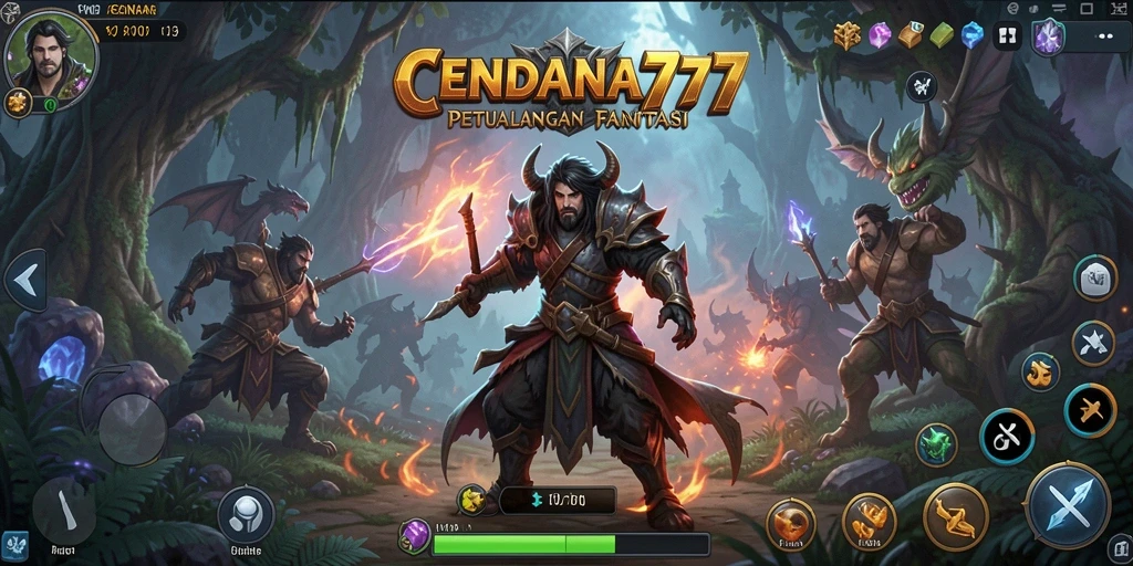 Screenshot gameplay CENDANA777 menampilkan aksi pertarungan yang intens di dunia RPG.