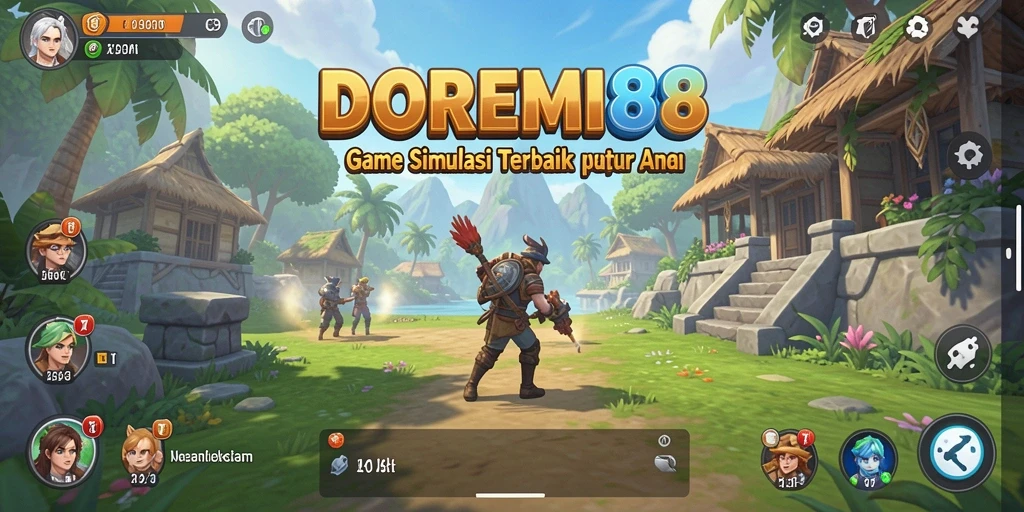 Tampilan gameplay DOREMI88 dengan karakter dan dunia virtual yang interaktif.