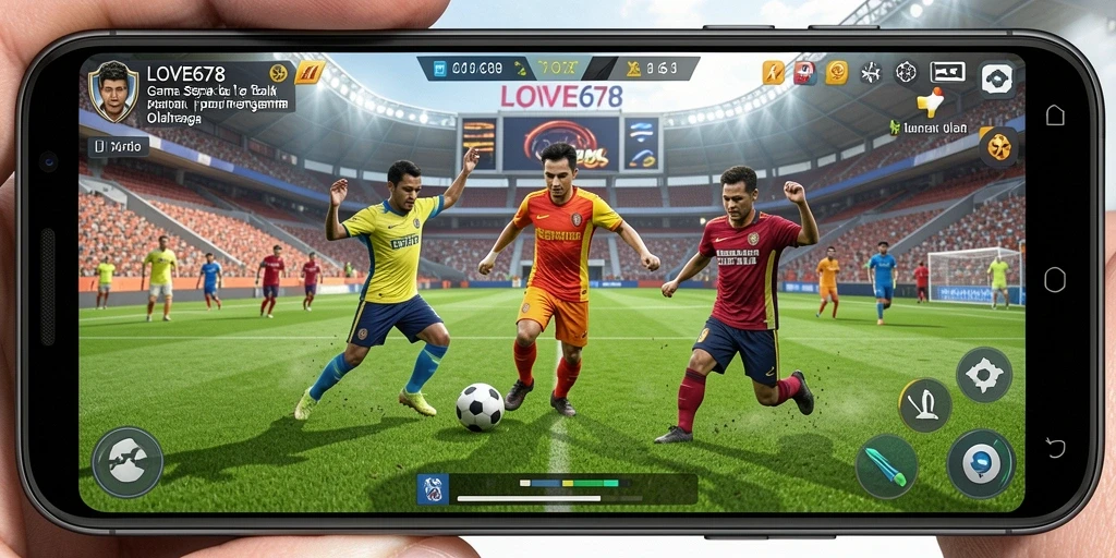 Gameplay mendebarkan dari LOVE678 yang menampilkan pertandingan sepak bola intens.